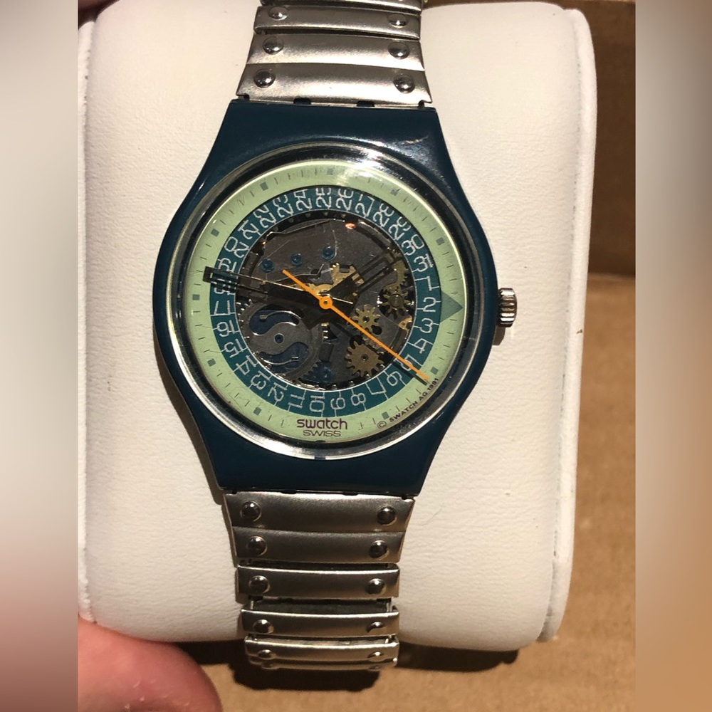 Swatch Blue and Silver Watch